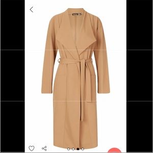 Tan long coat from Boohoo